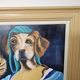 Tableau Huile sur toile Portrait femme chien signé Patricia Tatananni