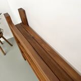 70s modernist shelf in solid elm