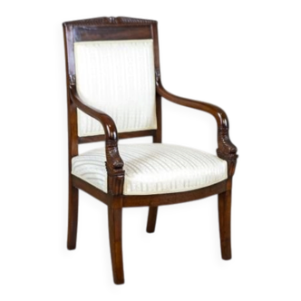 Antique Biedermeier Mahogany Armchair, 1890s