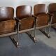 Vintage 4-seater cinema bench in metal and wood, Netherlands, 1930s