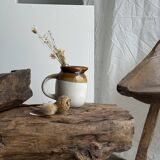 Small two-tone white and brown pitcher Made in China