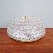 Grand plafonnier en verre alvéolé et laiton, Glasshütte Limburg, 1970