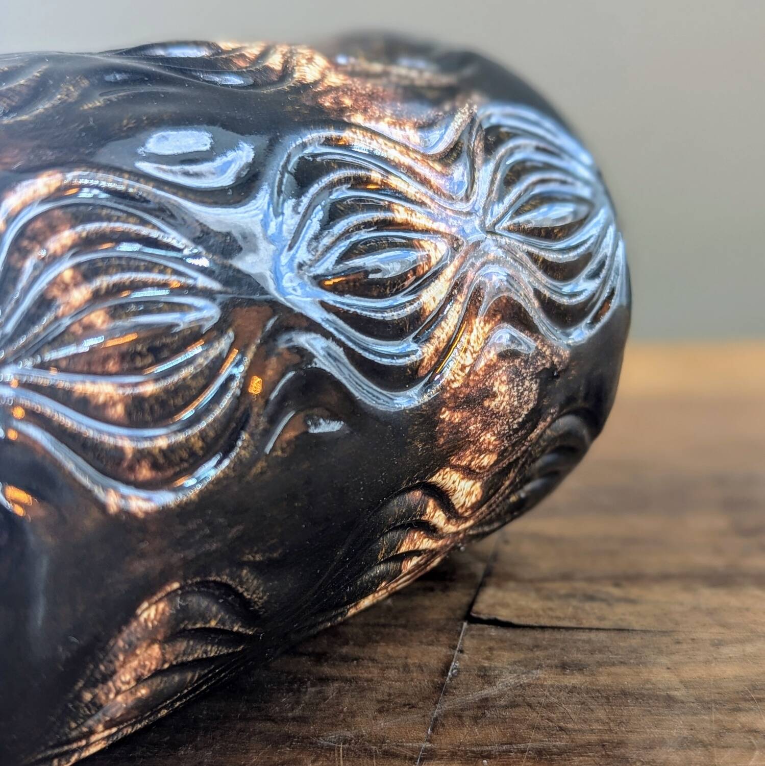 West Germany Scheurich 285-18 Onion Vase, Black Brown