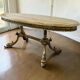 Table basse vintage en laiton doré avec onyx
