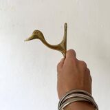 Brass coat hook, zoomorphic towel holder, bird