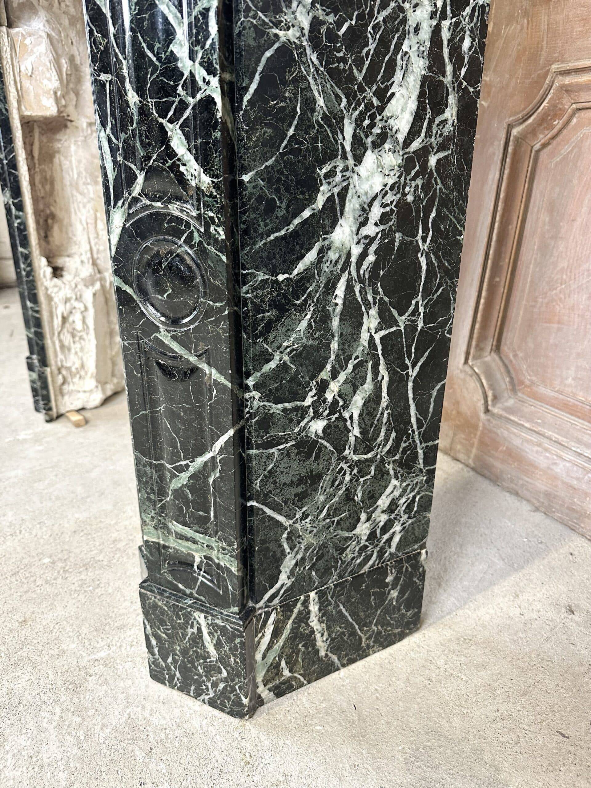 Louis XV style fireplace in green marble, 1900s