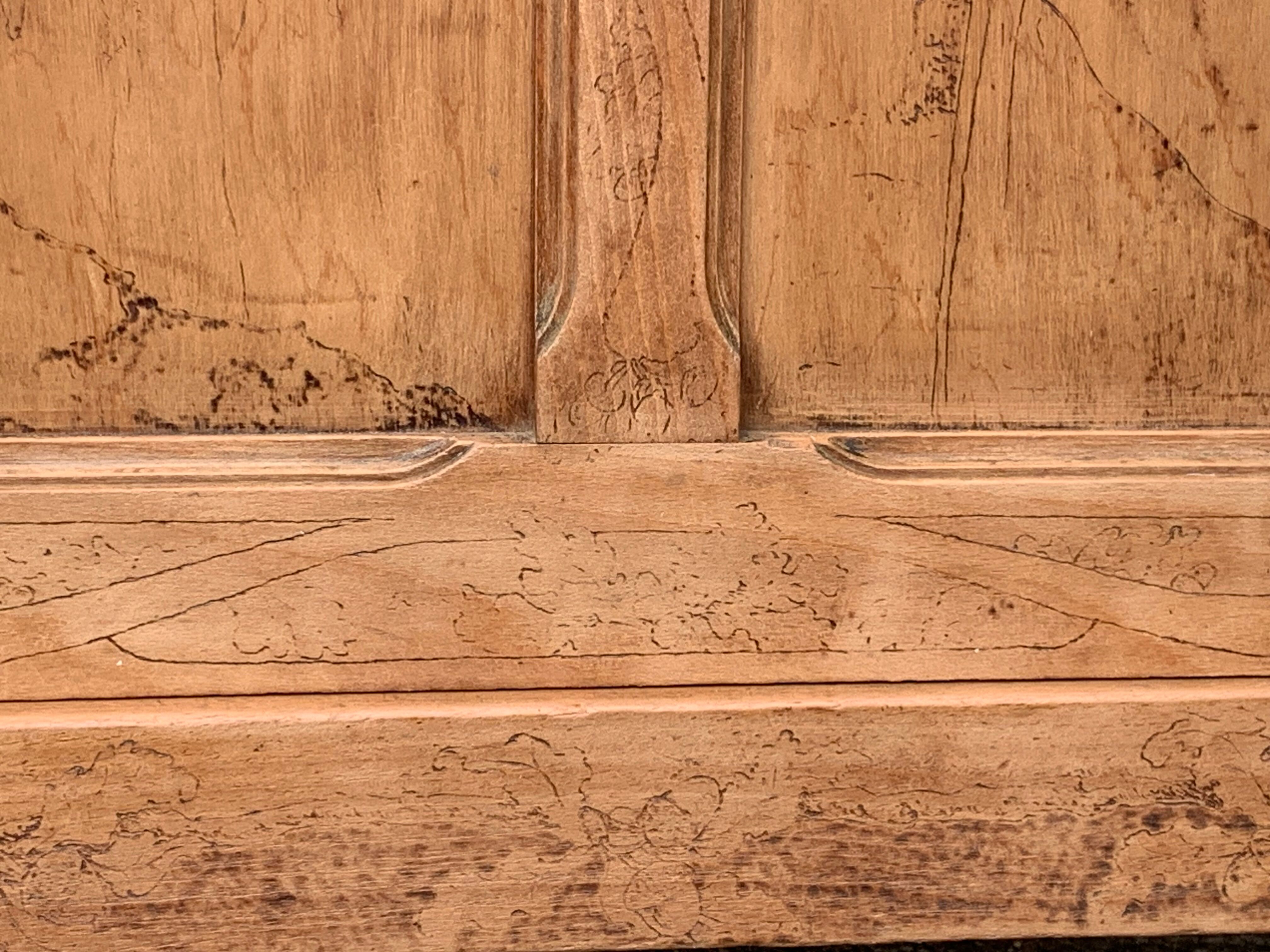 Parisian cabinet glazed raw wood nymphs and carved art nouveau decorations