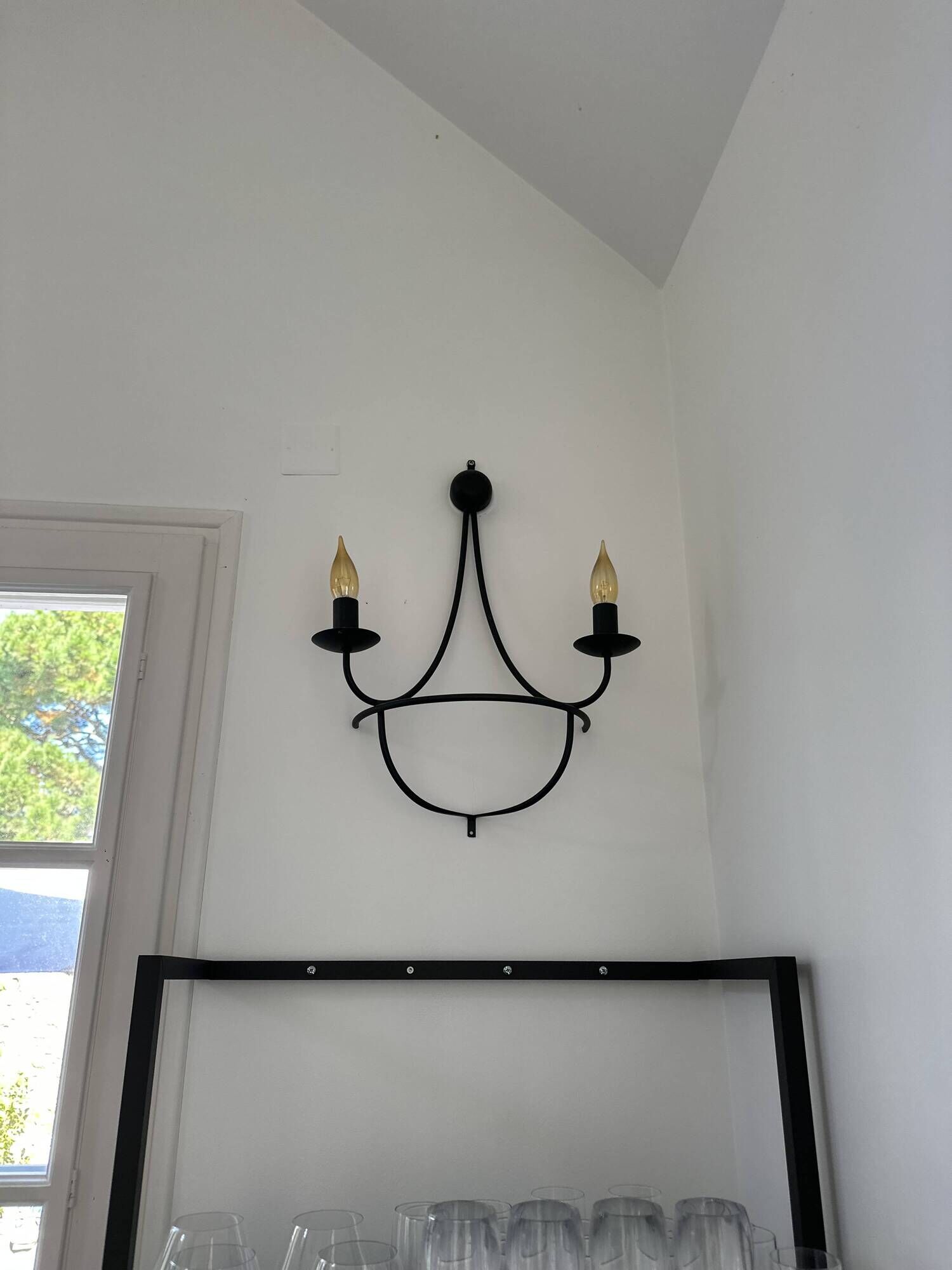 set of two black metal wall lights