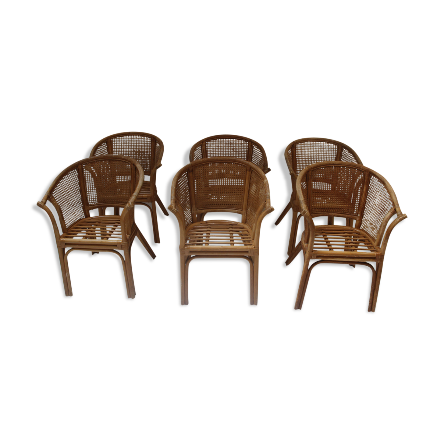 6 chaises ou fauteuils vintage en rotin