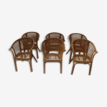6 vintage rattan chairs or armchairs