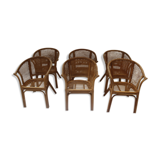 6 vintage rattan chairs or armchairs