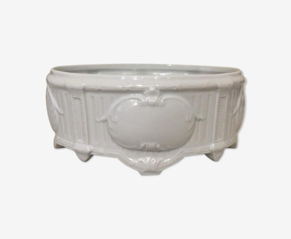 Jardinière ovale en Faïence blanche