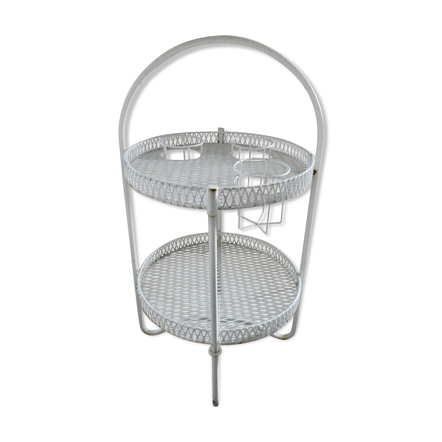 1950s white expanded metal portable bar