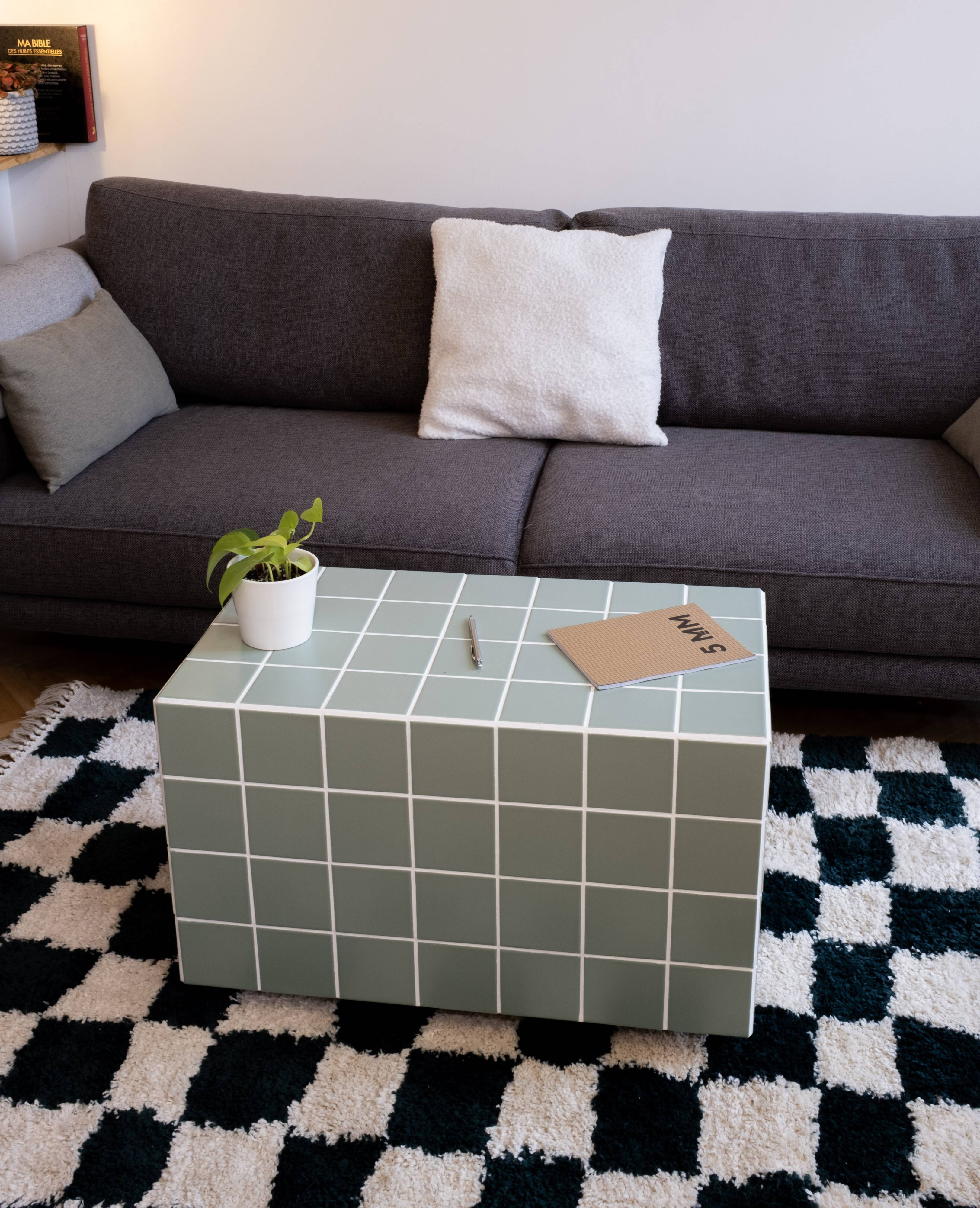 Ceramic coffee table-rectangular-tiles-green-water green-matt-Tile