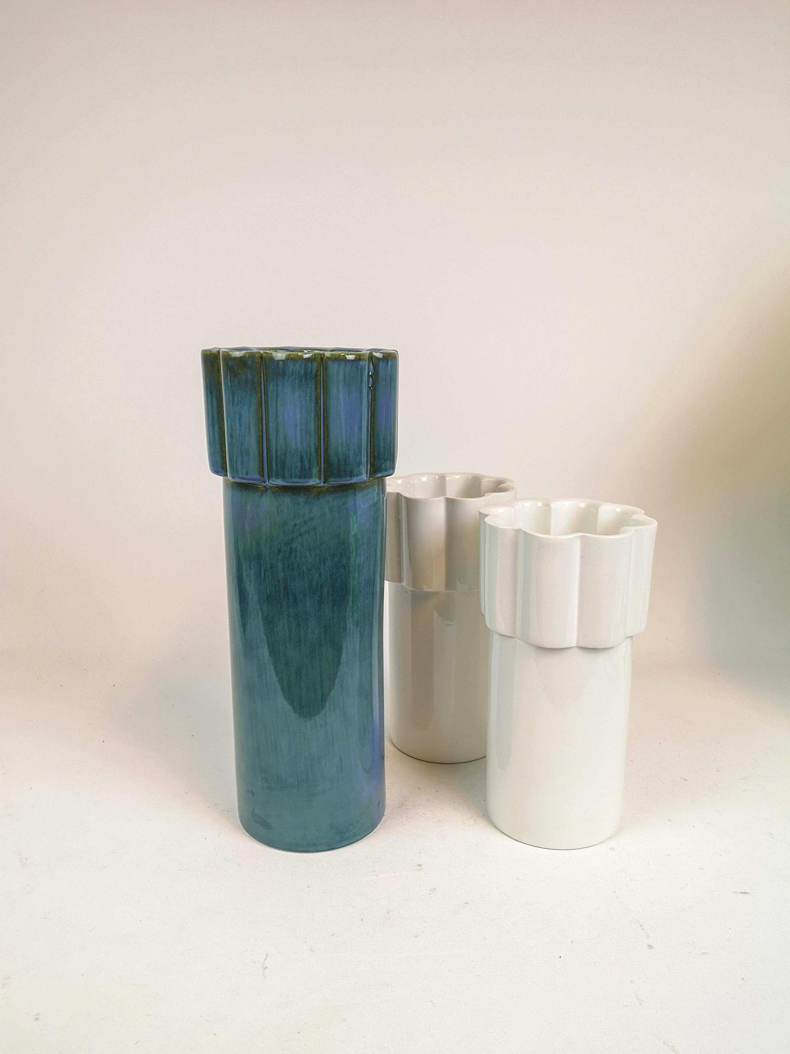 Modern Scandinavian set of 3 Konvex vases by Karin Björquist Gustavsberg, Sweden.