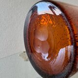 Large amber bubble glass vase from the 60s