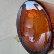 Large amber bubble glass vase from the 60s