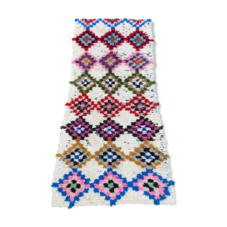 Azilal wool and handmade cotton rug 90x195 cm