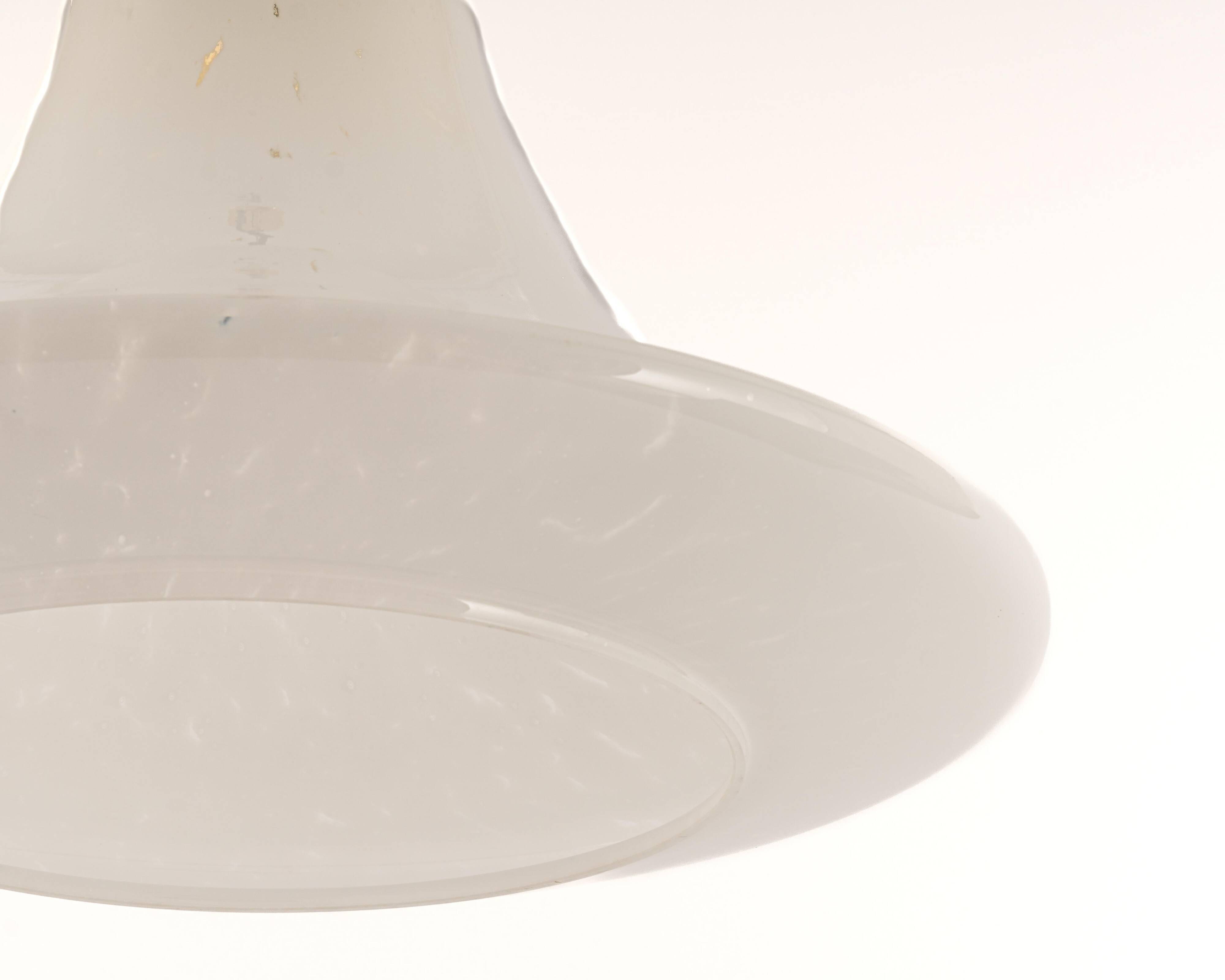 Large suspended brass luminaire from Limburg with opaline glass, Germany, 1970s.