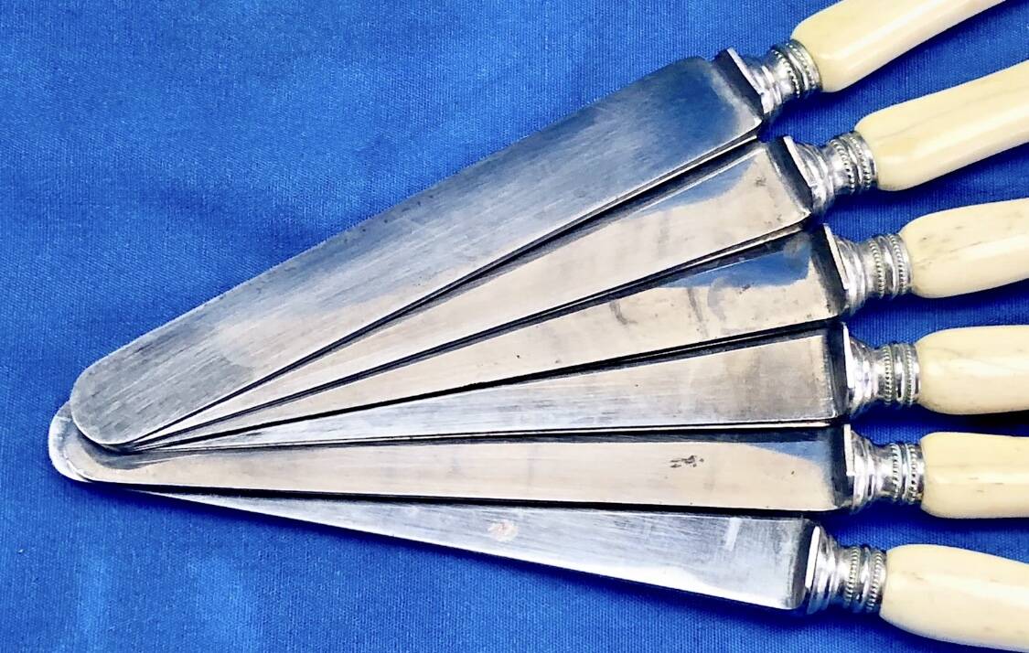 6 antique dessert cheese knives from the 19th century
