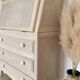 Antique donkey back secretary, white patina with a ceruse effect