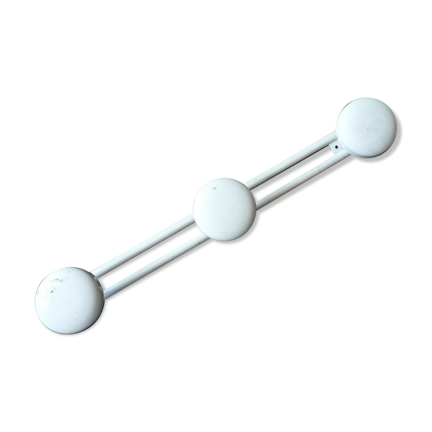Coat rack in white lacquered metal 70s 3 hooks