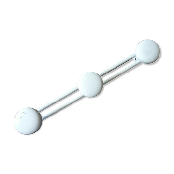 Coat rack in white lacquered metal 70s 3 hooks