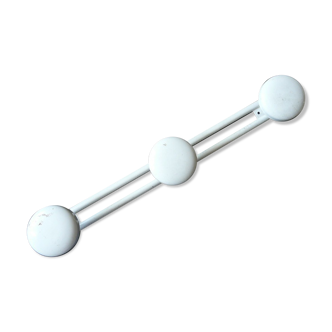 Coat rack in white lacquered metal 70s 3 hooks