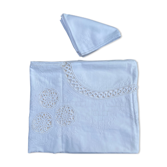 White old tablecloth and towels