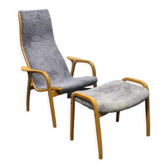 Vintage Lamino armchair and footrest by Yngve Ekström for Swedese