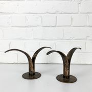 Pair of Lily brass candle holders, Ystad Metall, Sweden, design Ivar Ålenius Björk