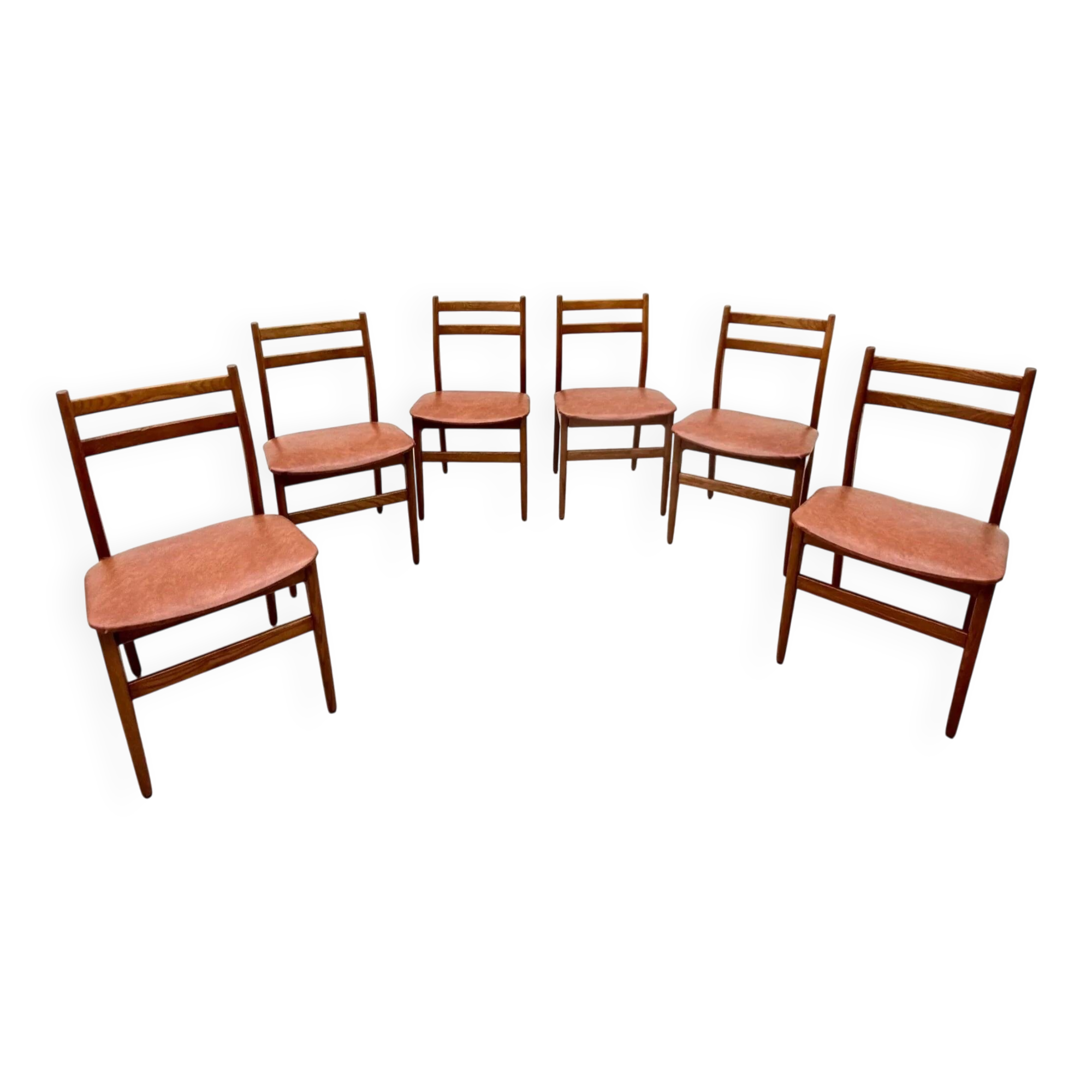Ensemble de 6 chaises de style scandinave en hêtre, 1970