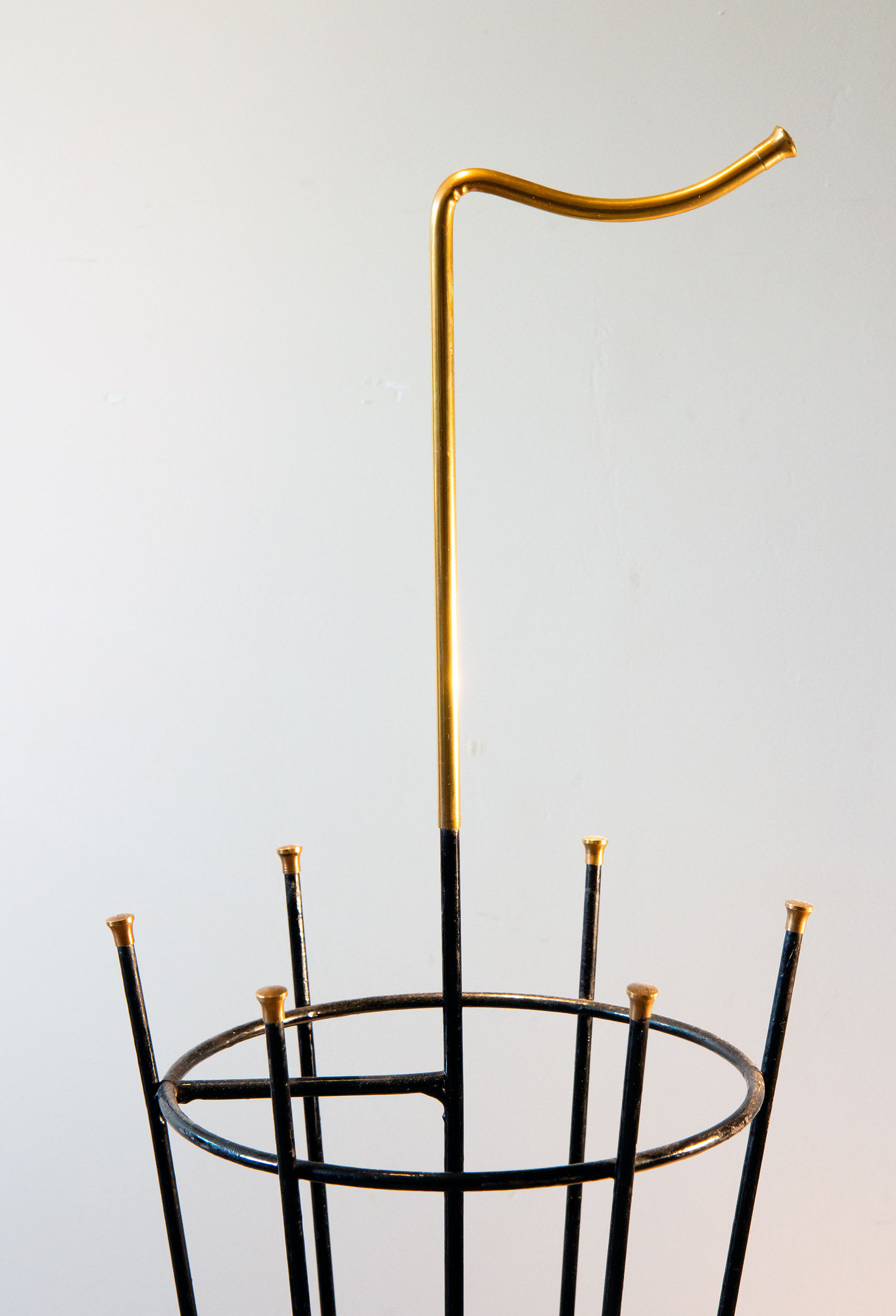 Umbrella door 50s black metal and brass