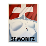 Affiche original St Moritz par Razzia - Grand Format - Signé par l'artiste - On linen