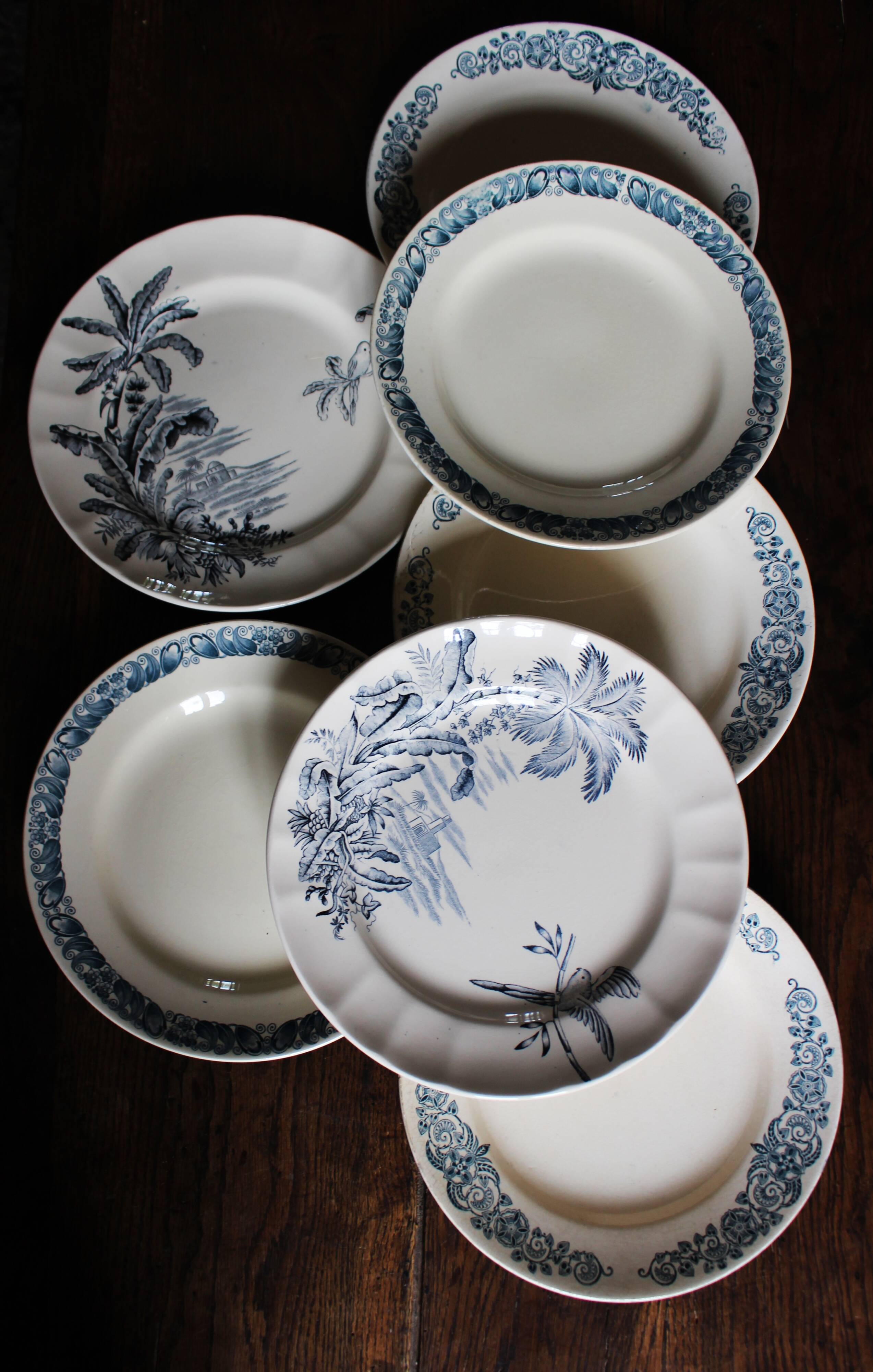 6 Terre de Fer blue Marcel Alésia Exotic Longchamp plates