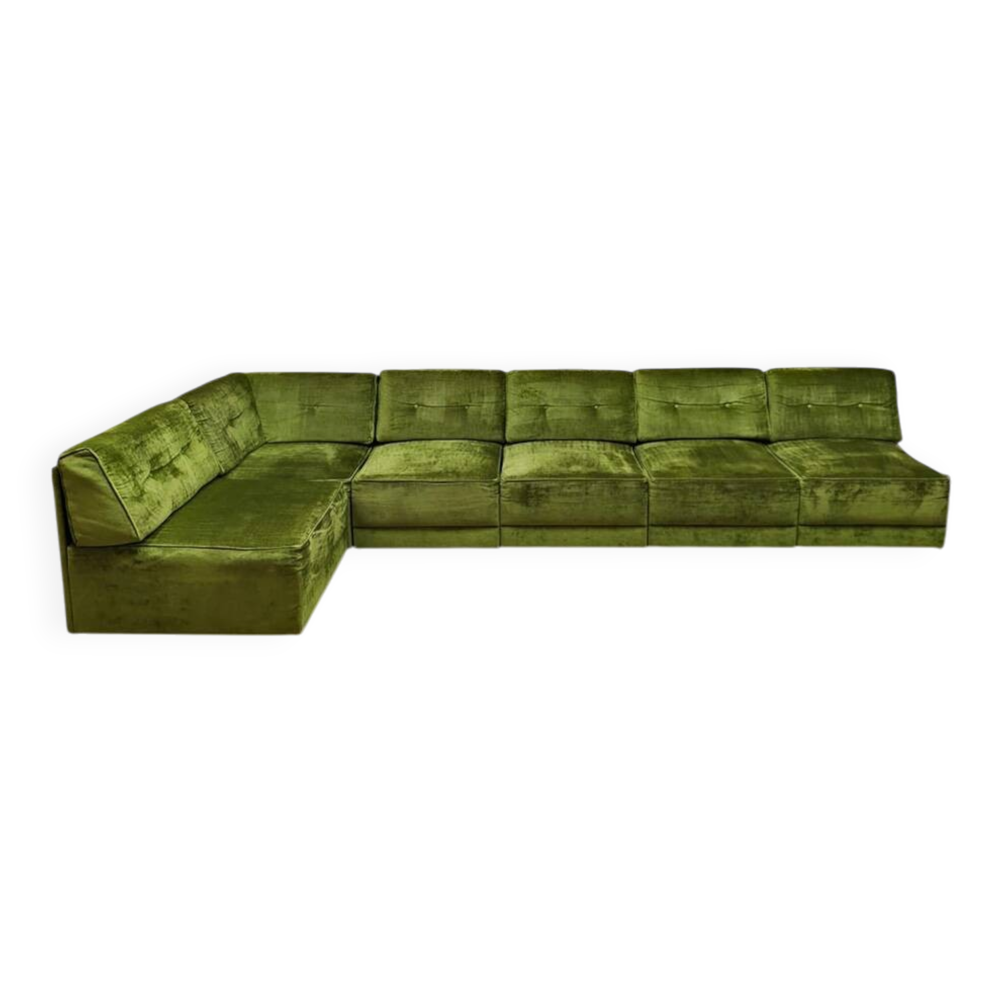 Midcentury modular sofa vintage 'Green velvet spirit'