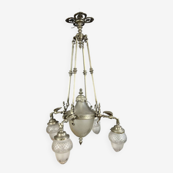Dragon chandelier in silvered bronze circa 1880