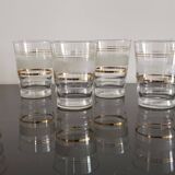 8 verres avec bande granité blanc et liserés doré année 50