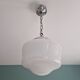 Art deco pendant lamp in white opaline, 1920s-30s