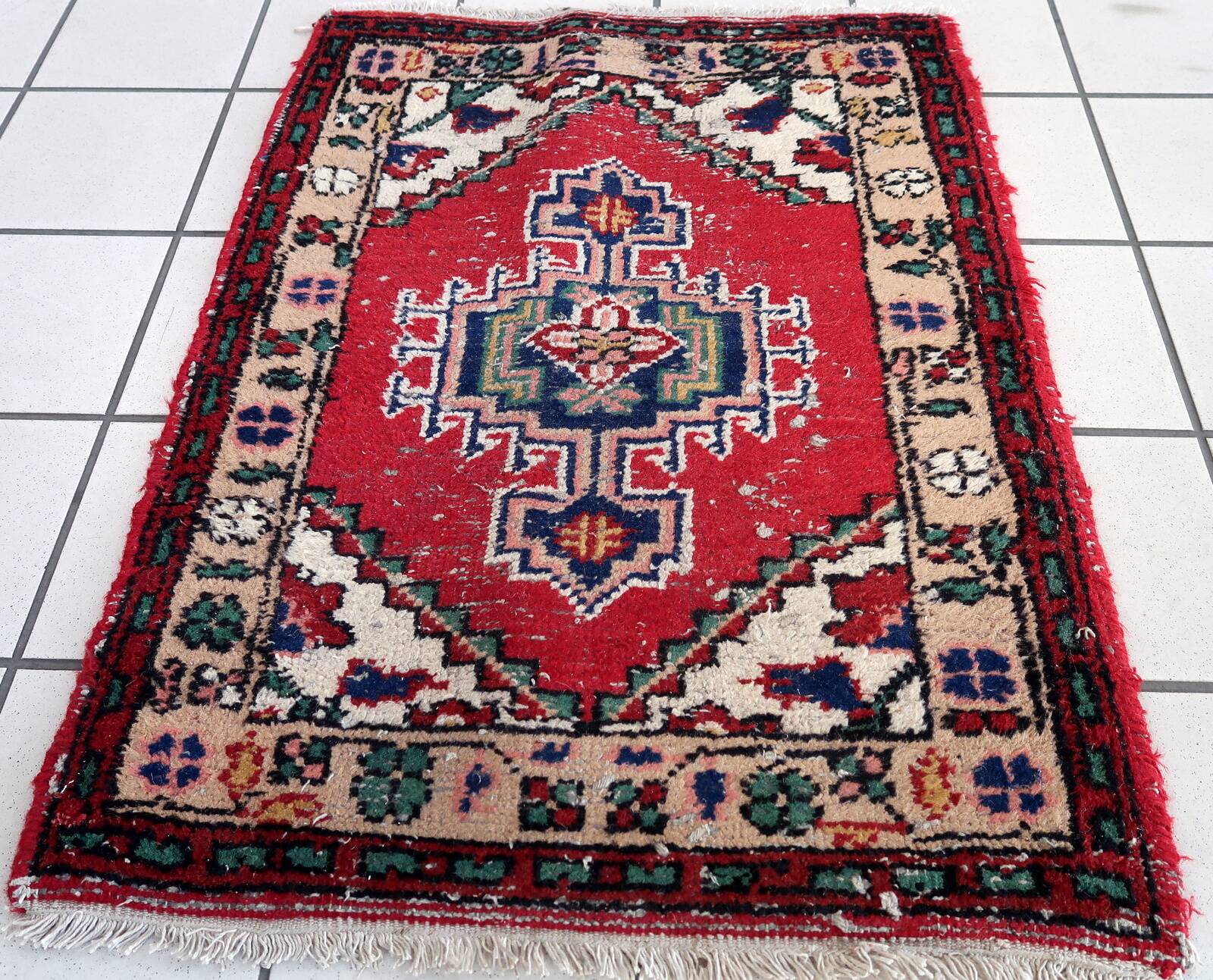 Tapis Vintage Hamadan en Laine (65cm x 89cm), Années 1970