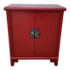 Red storage unit with 2 doors in solid wood, Chinese style, 1950