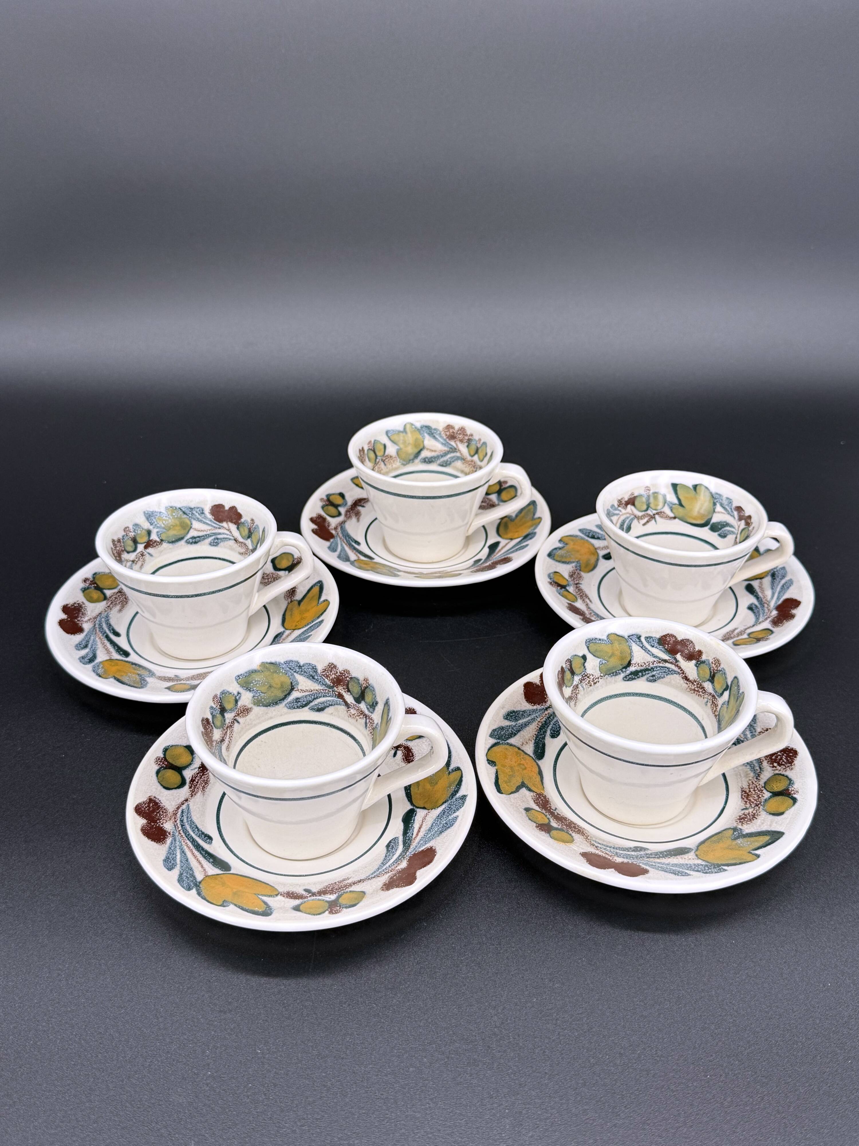 Hand-painted Breton earthenware tea set – France 1970s