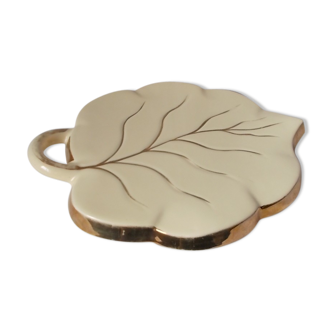 leaf-shaped faience dish underside