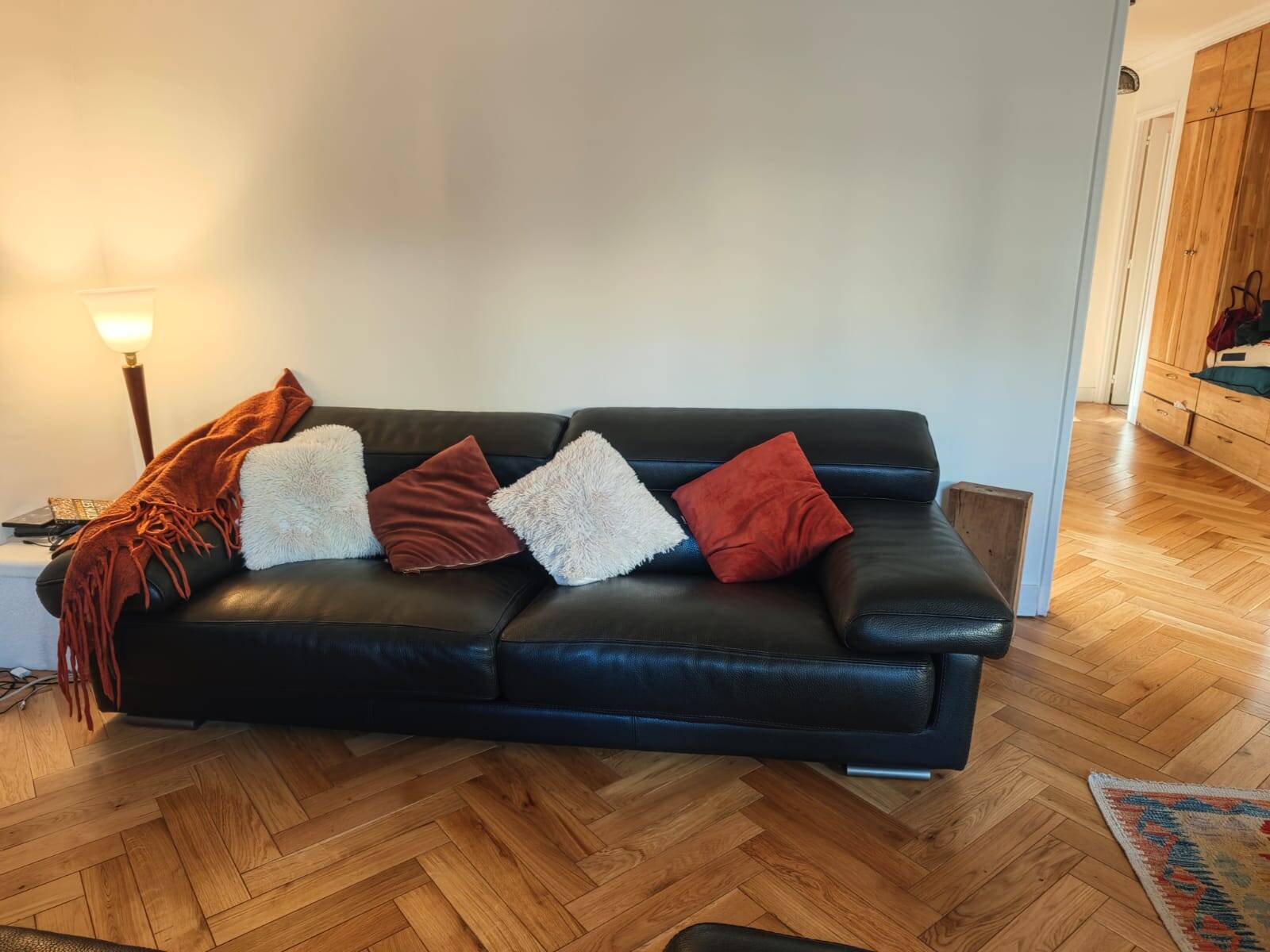 Roche Bobois black leather sofas – 3/4 seats + 2 seats