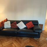 Roche Bobois black leather sofas – 3/4 seats + 2 seats