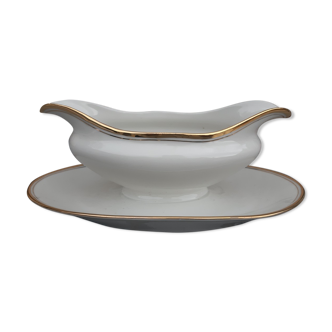 Former white and gold Limoges porcelain saucer