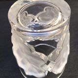 Lalique collection small vase crystal pattern art nouveau chene leaves