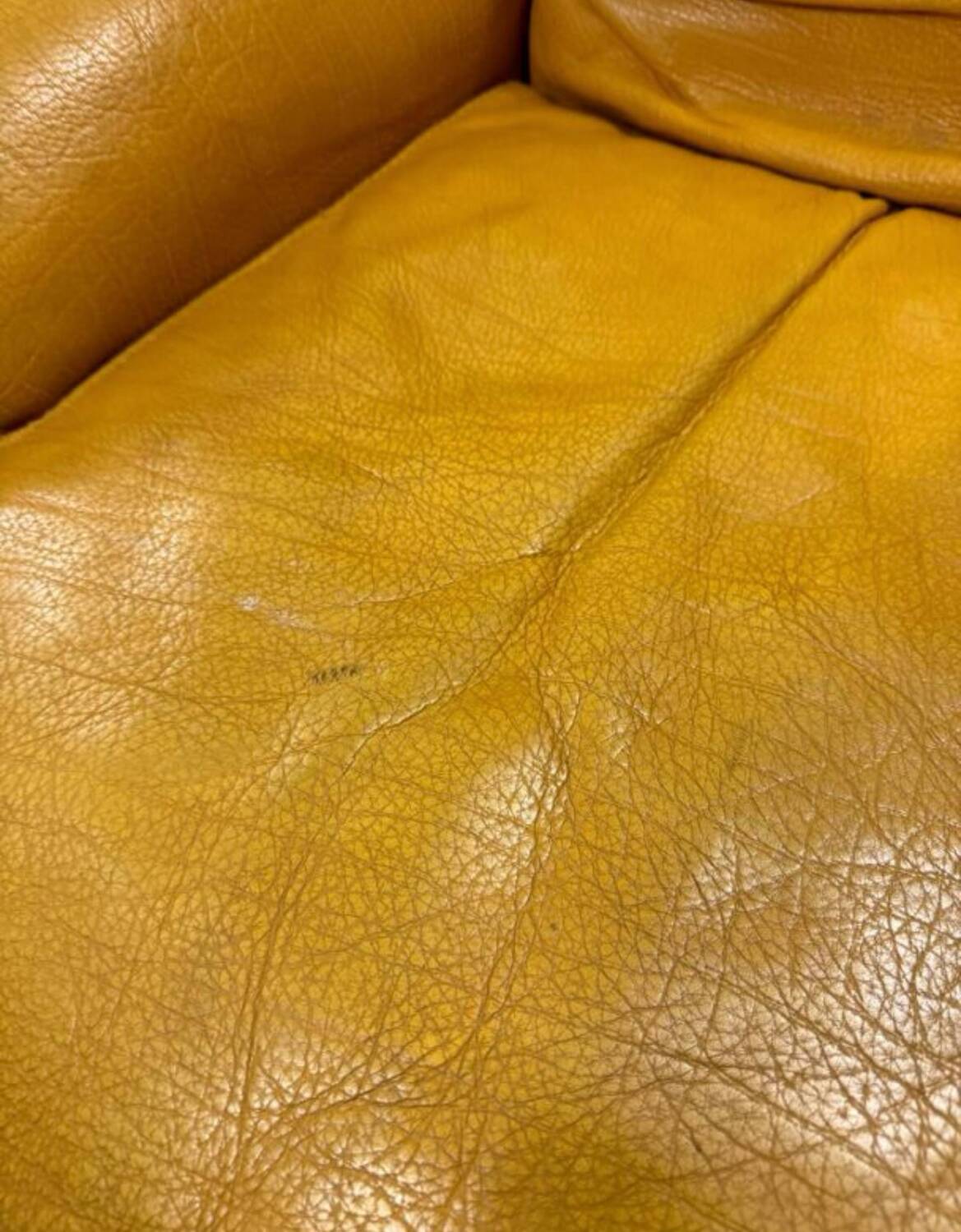Rochebobois yellow leather armchair from the 80s/90s