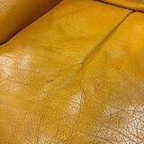 Fauteuil cuir jaune Rochebobois années 80/90