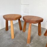 Flower coffee table set with elm tripod stools